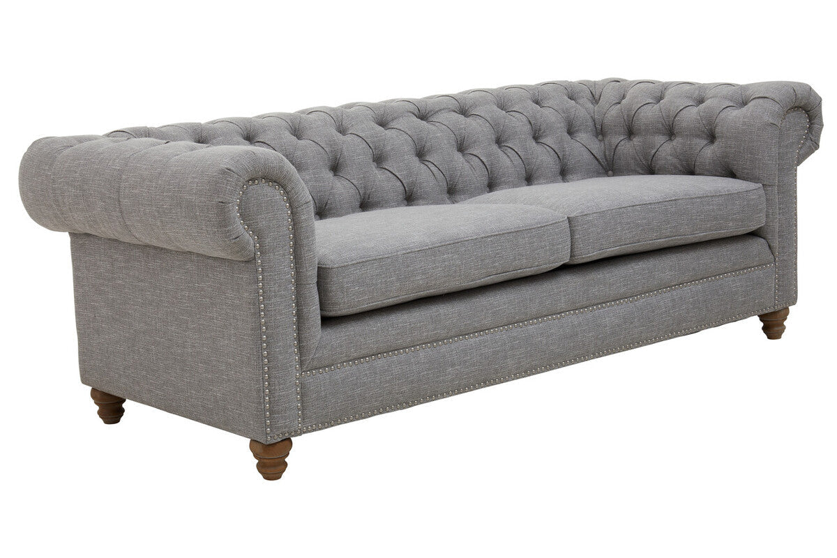 3 Seater Grey Linen Sofa, Stella - PN Home