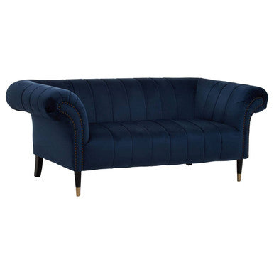 2 Seater Midnight Blue Velvet Sofa, Siena - PN Home