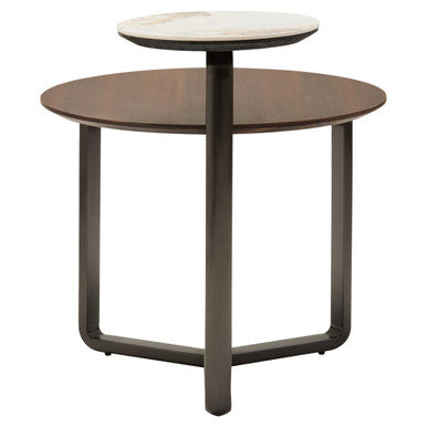 Imperia 2 Tier Round Veneer and Ceramic Coffee Table - PN Home