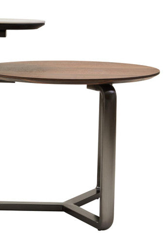 Imperia 2 Tier Round Veneer and Ceramic Coffee Table