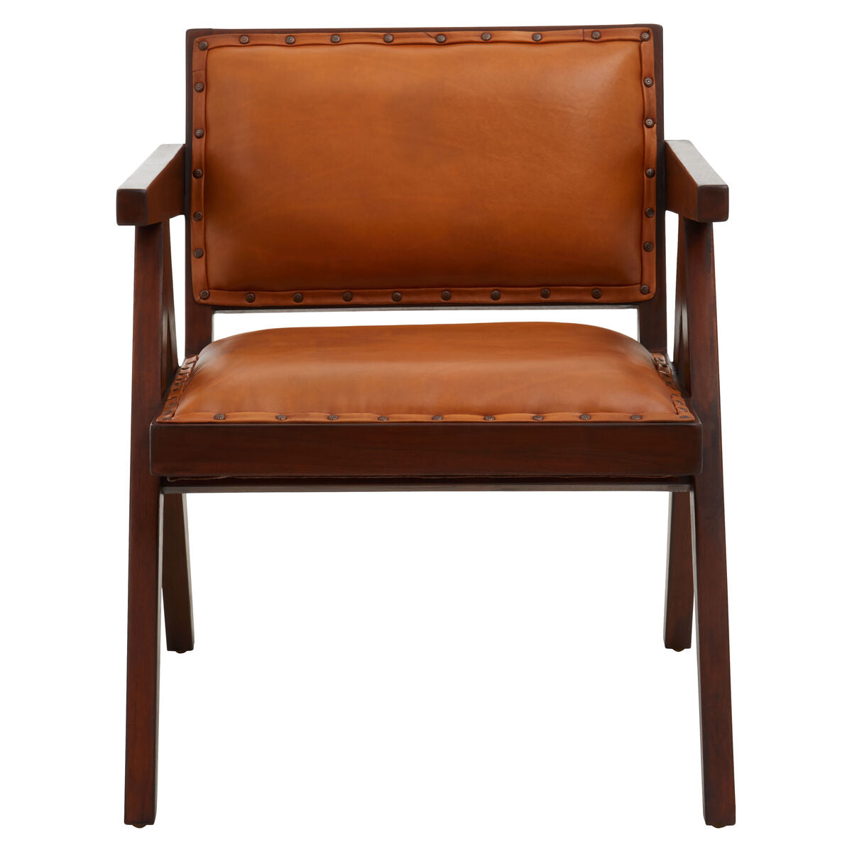 Inca Tan Leather and Teak Frame Dining Chair - PN Home