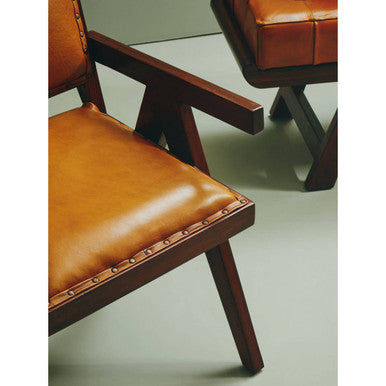 Inca Tan Leather and Teak Frame Dining Chair - PN Home