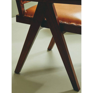 Inca Tan Leather and Teak Frame Dining Chair - PN Home