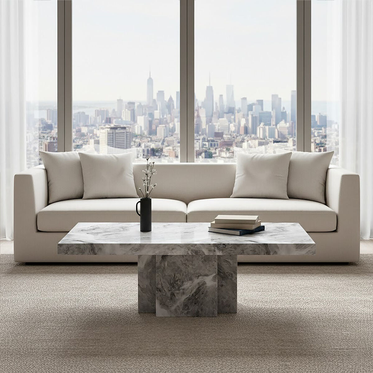 Saronno Grey Marble Coffee Table - PN Home