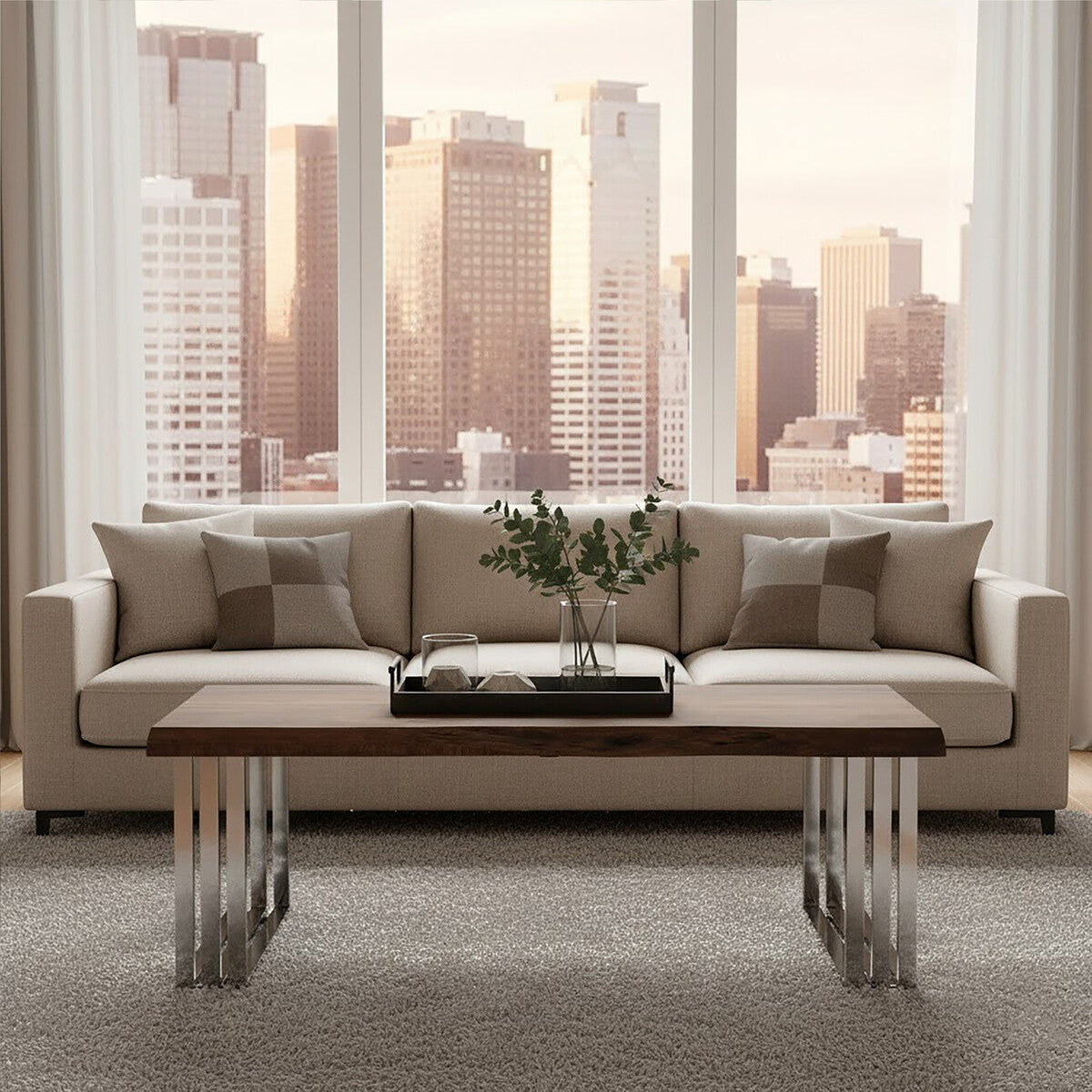 Hampstead Natural And Silver Coffee Table - PN Home