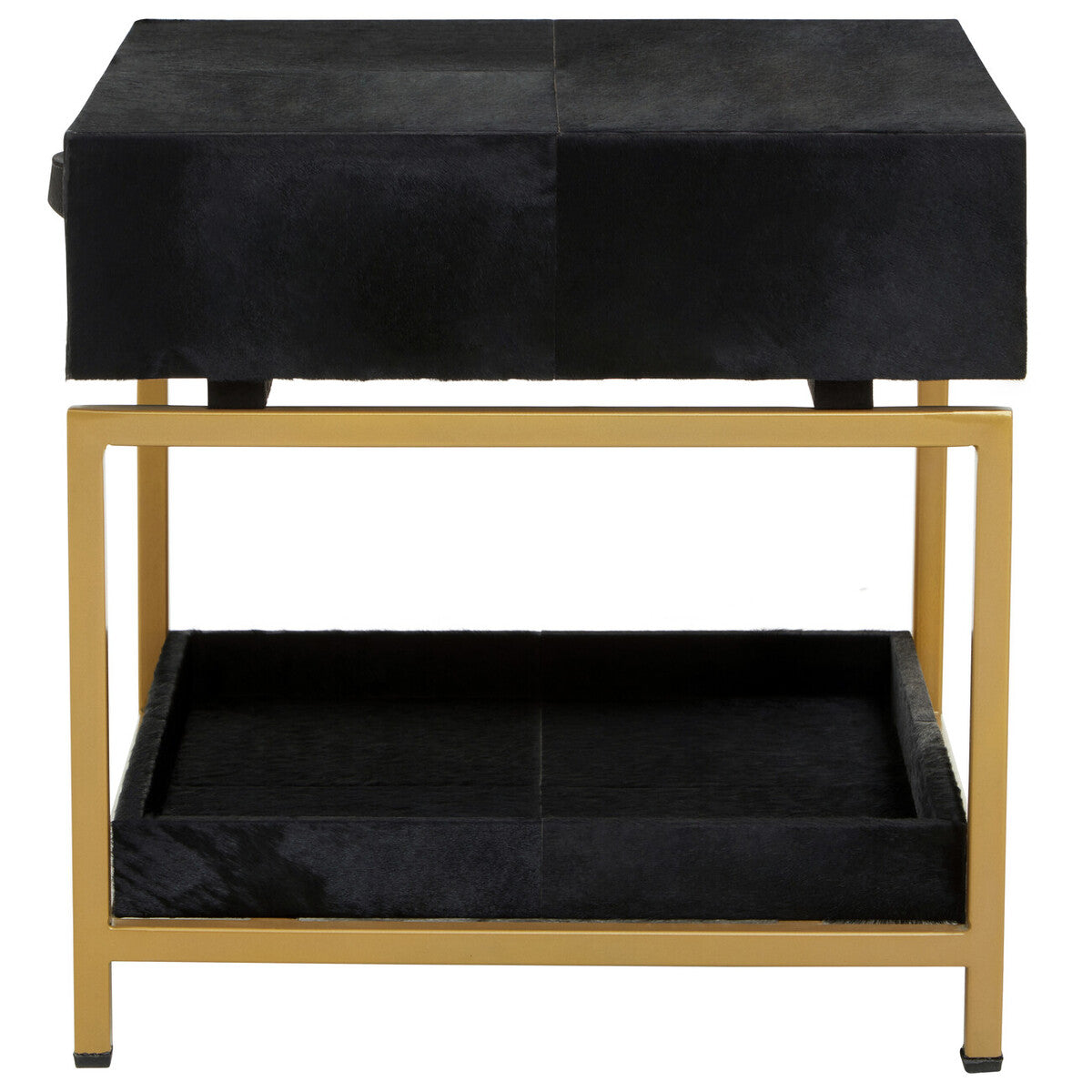 Kensington Townhouse Hair On Leather Bedside Table - PN Home