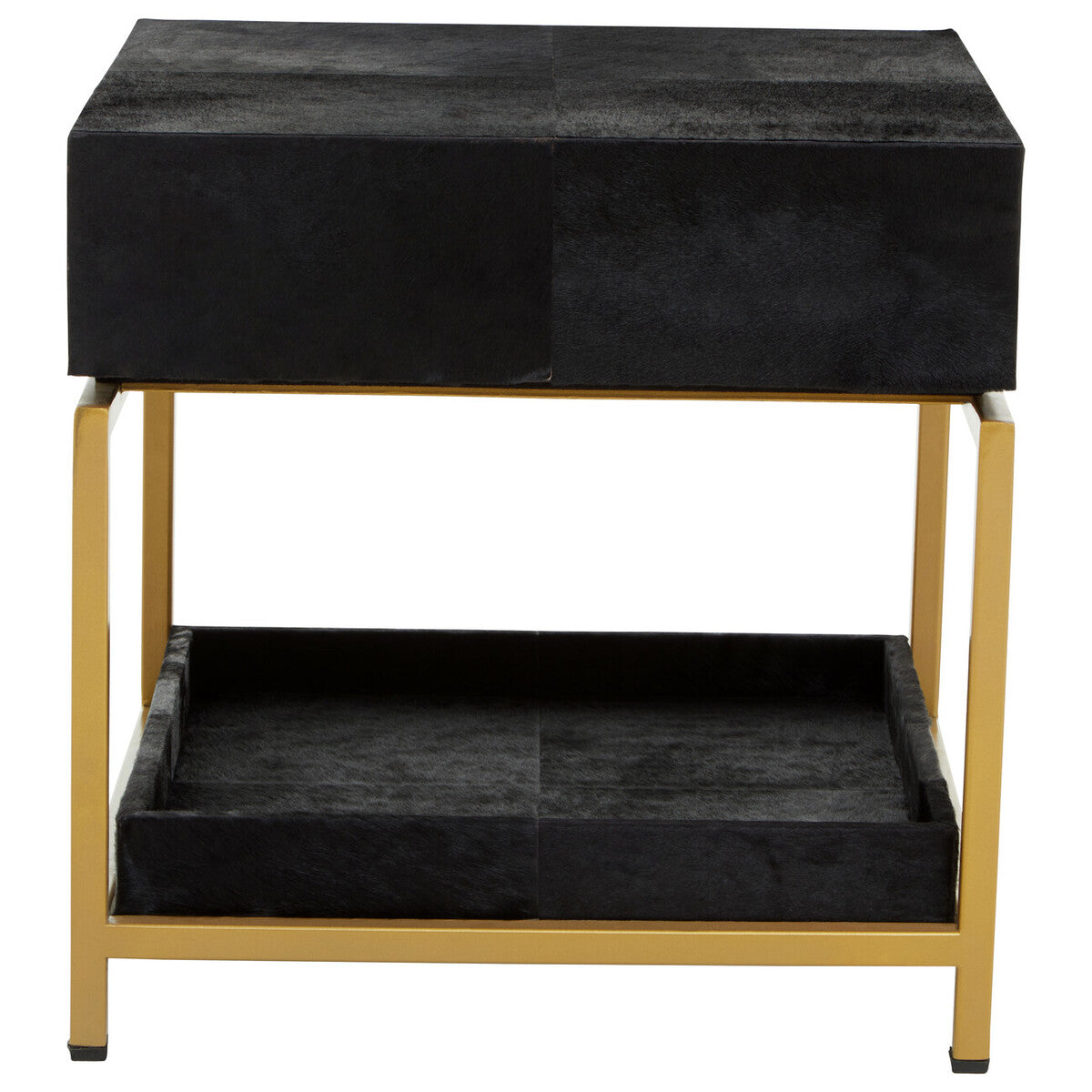 Kensington Townhouse Hair On Leather Bedside Table - PN Home