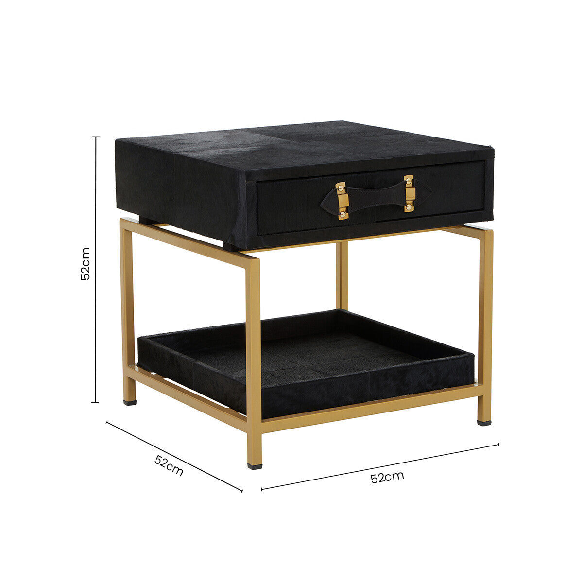 Kensington Townhouse Hair On Leather Bedside Table - PN Home