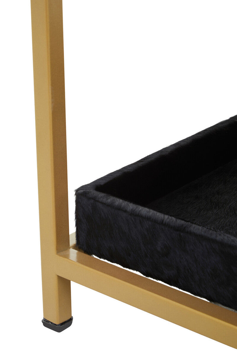 Kensington Townhouse Hair On Leather Bedside Table - PN Home