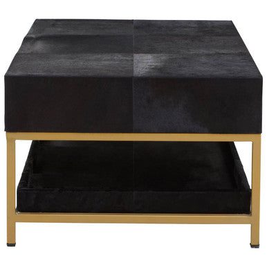 Kensington Townhouse Hair On Leather Black And Gold Coffee Table - PN Home