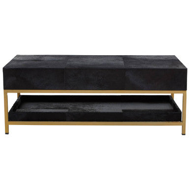 Kensington Townhouse Hair On Leather Black And Gold Coffee Table - PN Home