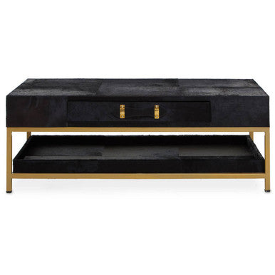 Kensington Townhouse Hair On Leather Black And Gold Coffee Table - PN Home