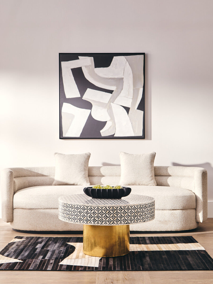 Fusion Round Bone Inlay Coffee Table With Gold Base - PN Home