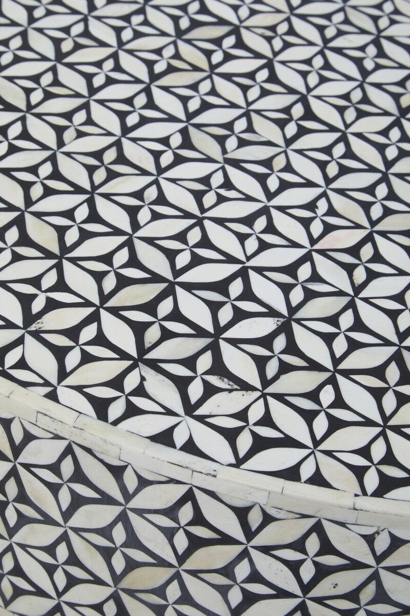 Fusion Round Bone Inlay Coffee Table With Gold Base - PN Home