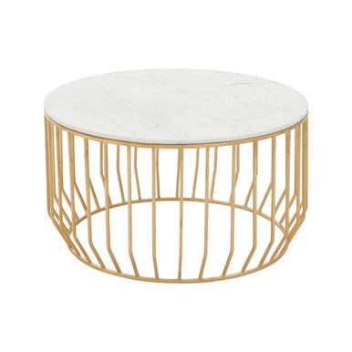 Pali White Marble And Gold Coffee Table - PN Home