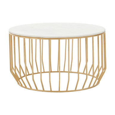Pali White Marble And Gold Coffee Table.