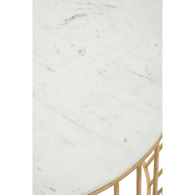 Pali White Marble And Gold Coffee Table.