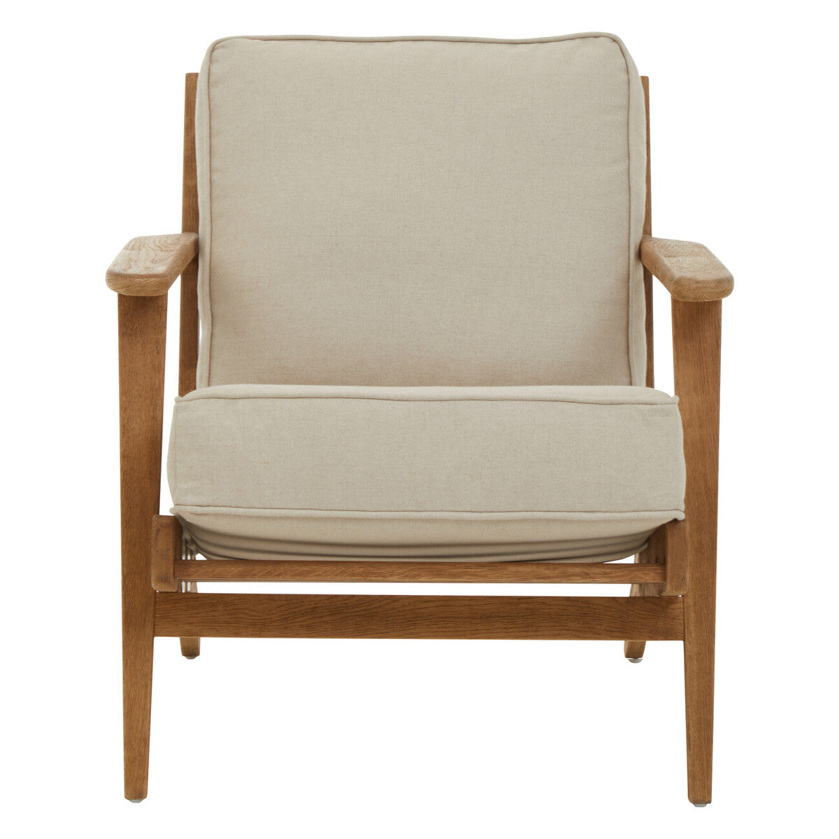 Hector Natural Linen and Oak Wood Armchair - PN Home