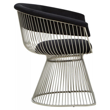 Vogue Black Velvet and Silver Frame Chair