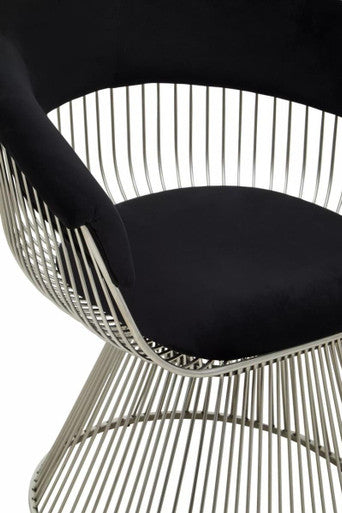 Vogue Black Velvet and Silver Frame Chair