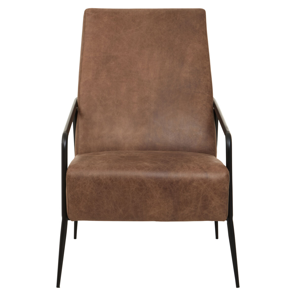 Hoxton Brown Leather Lounge Chair With Reclined Profile - PN Home