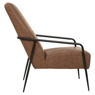 Hoxton Brown Leather Lounge Chair With Reclined Profile - PN Home