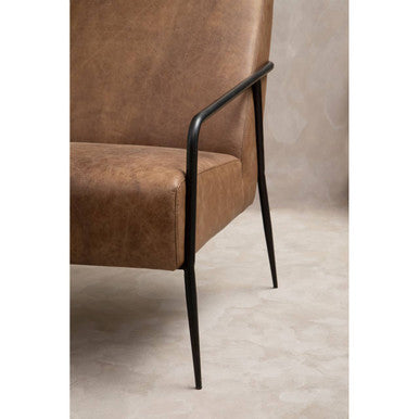 Hoxton Brown Leather Lounge Chair With Reclined Profile - PN Home