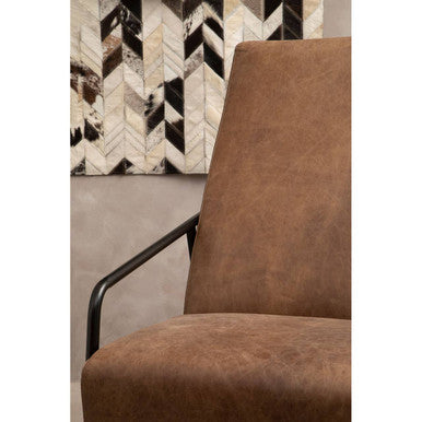 Hoxton Brown Leather Lounge Chair With Reclined Profile - PN Home