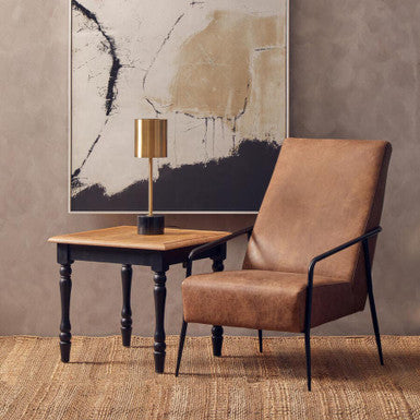 Hoxton Brown Leather Lounge Chair With Reclined Profile - PN Home