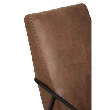 Hoxton Brown Leather Chair With Tapered Back.