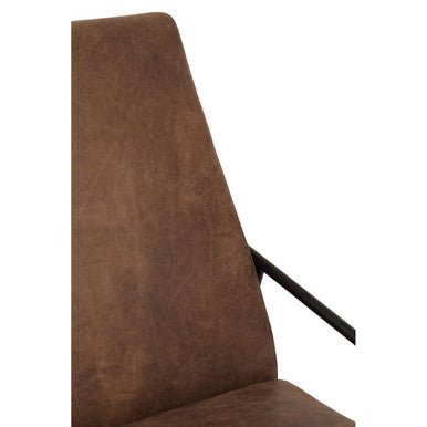 Hoxton Brown Leather Lounge Chair With Reclined Profile - PN Home