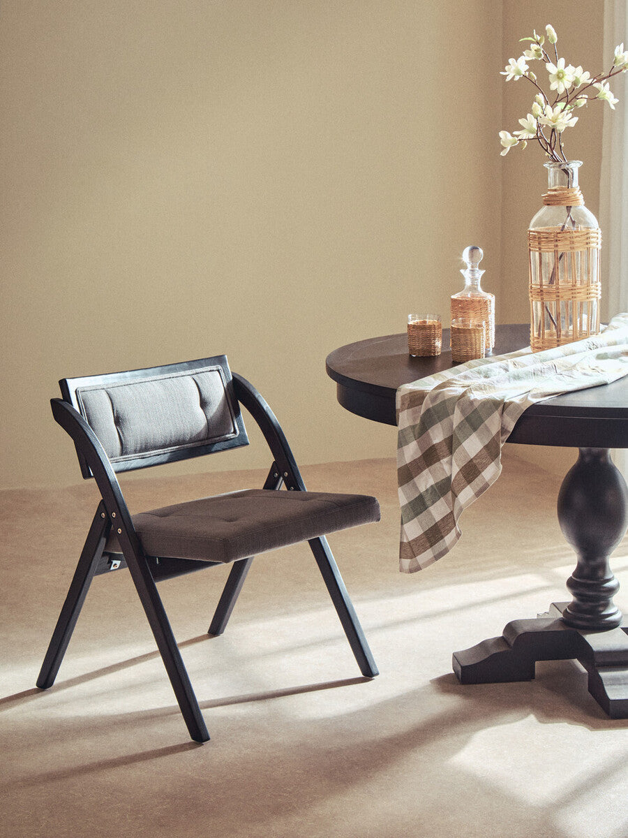 Cebu Grey and Black Elm Wood Folding Chair - PN Home