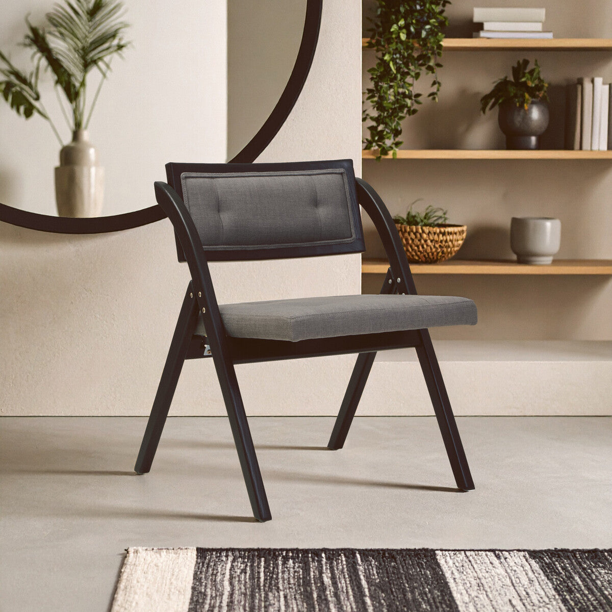 Cebu Grey and Black Elm Wood Folding Chair - PN Home