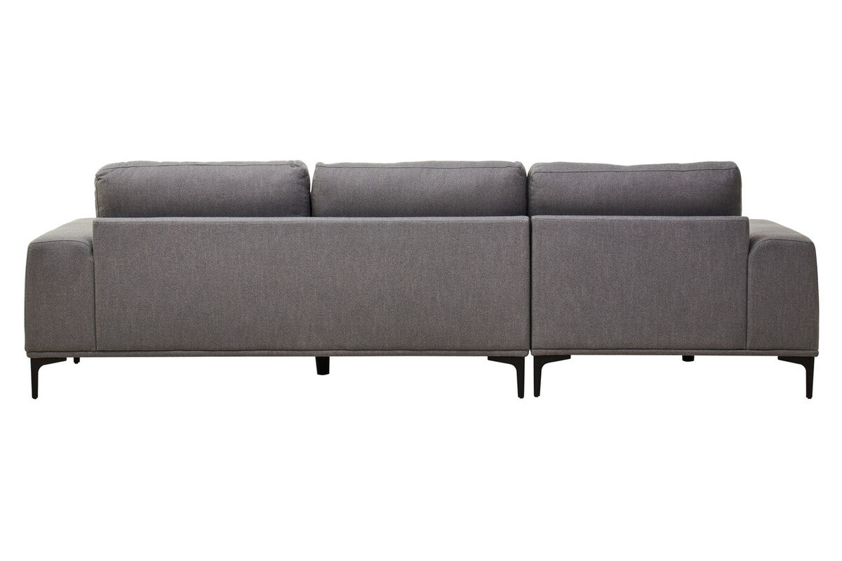 3 Seater Grey Fabric Left Chaise Sofa, Toulon - PN Home