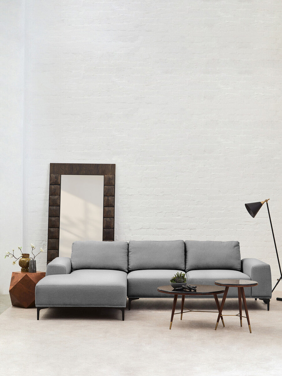 Toulon 3 Seat Grey Fabric Left Chaise Sofa