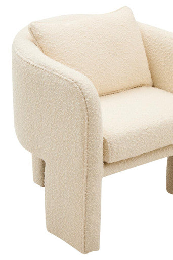 Ozzero Ivory Boucle Curved Armchair - PN Home