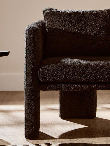 Ozzero Black Boucle Curved Armchair - PN Home