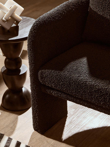 Ozzero Black Boucle Curved Armchair - PN Home