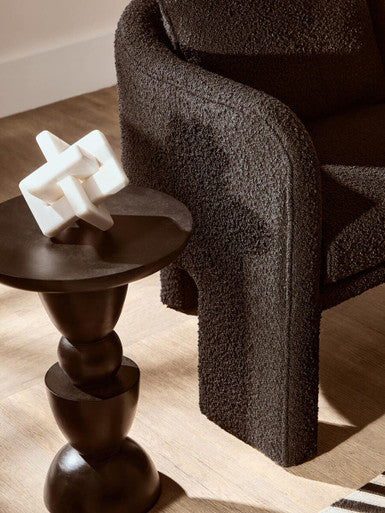 Ozzero Black Boucle Curved Armchair - PN Home