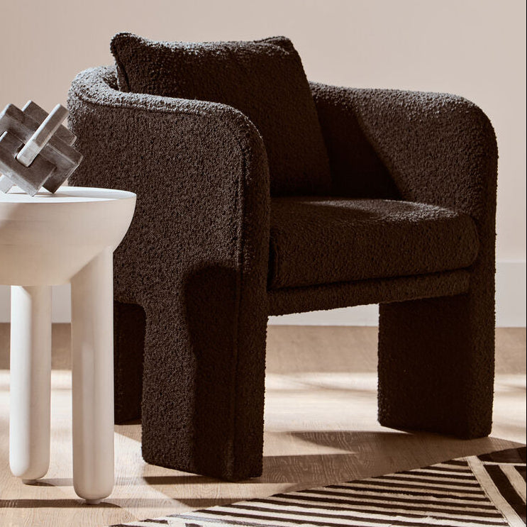 Ozzero Black Boucle Curved Armchair - PN Home