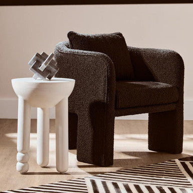 Ozzero Black Boucle Curved Armchair - PN Home