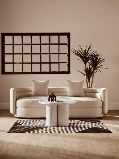 Oratino Ivory Linen Fabric 3 Seater Sofa