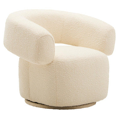Oliveto Ivory Boucle Curved Swivel Armchair - PN Home