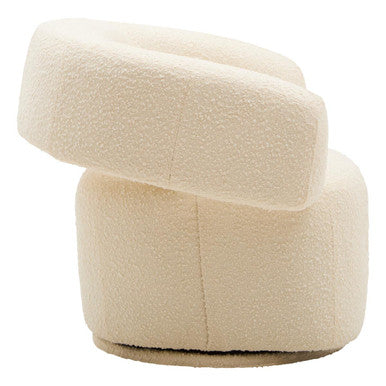 Oliveto Ivory Boucle Curved Swivel Armchair - PN Home