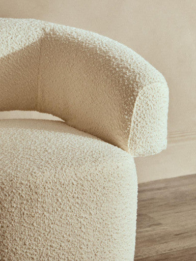 Oliveto Ivory Boucle Curved Swivel Armchair - PN Home
