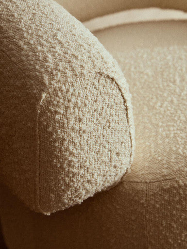 Oliveto Ivory Boucle Curved Swivel Armchair - PN Home