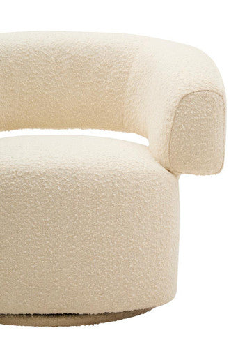 Oliveto Ivory Boucle Curved Swivel Armchair - PN Home