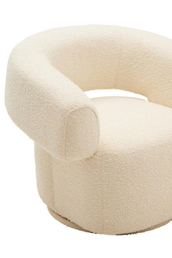 Oliveto Ivory Boucle Curved Swivel Armchair - PN Home