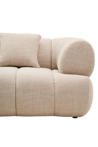Ordona Cream Linen Fabric 3 Seater Sofa