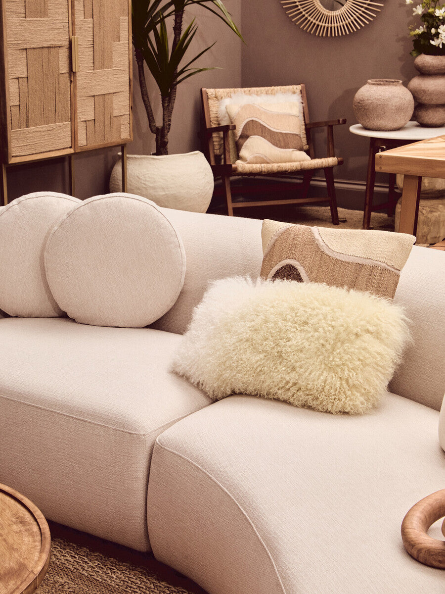 Ovada Cream Linen Fabric 3 Seater Sofa